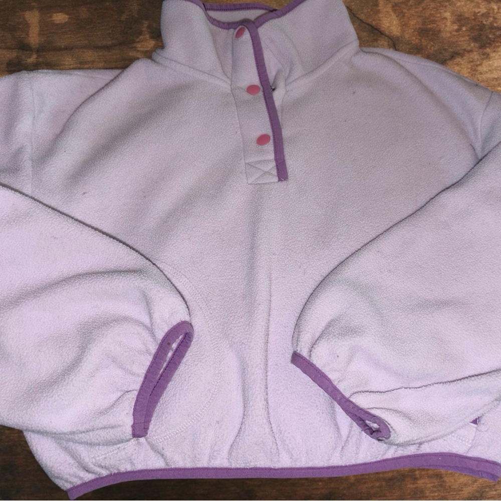 Lilac Pullover Fleece with Purple Trim